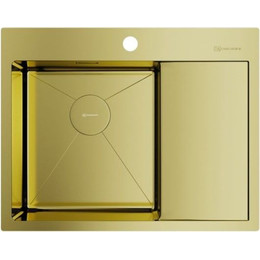 Мойка кухонная Omoikiri Akisame 65-LG-L (4973083) 1,2 мм, светлое золото, Цвет производителя: светлое золото - фото 