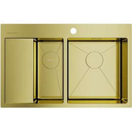 Мойка кухонная Omoikiri Akisame 78-2-LG-R (4973088) 1,2 мм, светлое золото, Цвет производителя: светлое золото - фото 