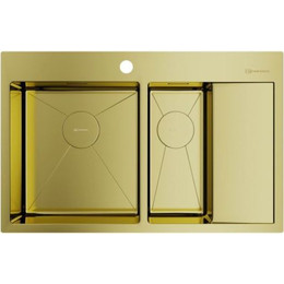 Мойка кухонная Omoikiri Akisame 78-2-LG-L (4973087) 1,2 мм, светлое золото, Цвет производителя: светлое золото - фото 