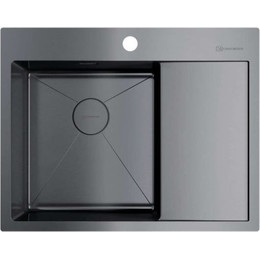 Мойка кухонная Omoikiri Akisame 65-GM-L (4973097) 1,2 мм, вороненая сталь, Цвет производителя: вороненая сталь - фото 
