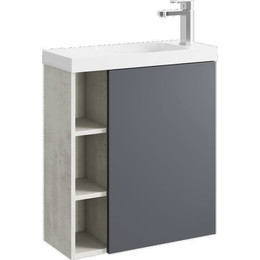 Тумба подвесная с раковиной Aqwella Alba 60 см ALB0106RLS+ALB0706GRМ R, светлый камень/серый матовый, Цвет фасада: серый - фото 