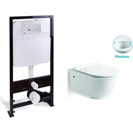 Инсталляция с подвесным безободковым унитазом SantiLine SL-5009+SL01 - фото 