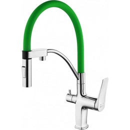 Смеситель для кухни Lemark Comfort LM3074C-Green, хром/зеленый - фото 