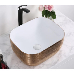 Раковина-чаша CeramaLux LuxeLine 45 см D1333H132, белый/медь - фото 