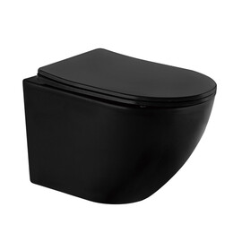 Унитаз подвесной безободковый Abber Bequem AC1100MB с крышкой микролифт, черный матовый, Цвет производителя: чёрный матовый - фото 
