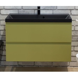 Тумба подвесная с раковиной Art&Max AM-Bianchi-900-2C-SO-OM 90 см, оливковый матовый, Цвет фасада: оливковый матовый - фото 