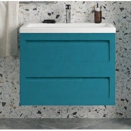 Тумба подвесная с раковиной Art&Max AM-Platino-580-2C-SO-TM 58 см, бирюзовый матовый - фото 