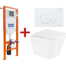 Инсталляция BelBagno BB002-80 с подвесным безободковым унитазом BelBagno Due BB3103CHR/SC (кнопка Sfera, белая) - фото 
