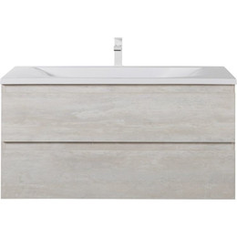 Тумба подвесная с раковиной Cezares MOLVENO-100-2C-SO-LB 100 см, Legno Bianco (раковина CZR-1188-1000/500) - фото 