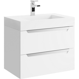 Тумба подвесная с раковиной Aqwella Cube 70 см CUB0107W, белый, Цвет фасада: белый - фото 