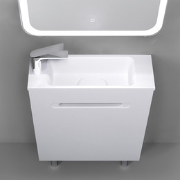 Тумба подвесная с раковиной Jorno Modul 50 см Mol.01.50/P/W/JR, белый - фото 