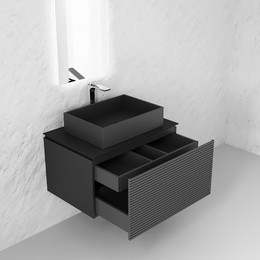 Тумба подвесная со столешницей Jorno Stone 80 см Stn.01.80/P/A/JR, антрацит - фото 