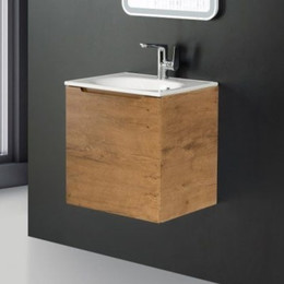 Тумба подвесная с раковиной BelBagno ETNA-500-1A-SO-RN-P-L 50 см, Rovere Nature, Цвет фасада: Rovere Nature - фото 