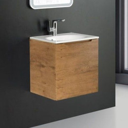 Тумба подвесная с раковиной BelBagno ETNA-500-1A-SO-RN-P-R 50 см, Rovere Nature, Цвет фасада: Rovere Nature - фото 