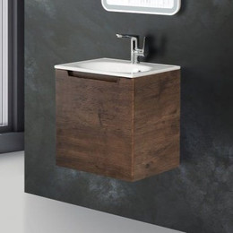 Тумба подвесная с раковиной BelBagno ETNA-600-1C-SO-RW-P 60 см, Rovere Moro, Цвет фасада: Rovere Moro - фото 