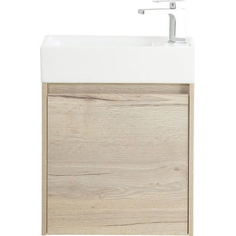 Тумба подвесная с раковиной BelBagno KRAFT MINI-500/260-1A-SO-RGB-L 50 см, Rovere Galifax Bianco - фото 