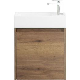 Тумба подвесная с раковиной BelBagno KRAFT MINI-500/260-1A-SO-RT-L 50 см, Rovere Tabacco - фото 