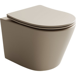 Унитаз подвесной Ceramicanova Balearica Rimless CN6000MC с тонкой крышкой микролифт, капучино матовый, Цвет производителя: коричневый - фото 