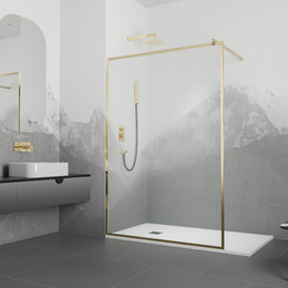 Душевая перегородка RGW WA-12G 90x195 см 32101290-16 с кронштейном в комплекте, золото/прозрачное - фото 