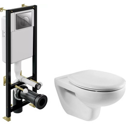Инсталляция Cersanit Black с подвесным унитазом Roca Mateo 346200000 с тонкой крышкой дюропласт - фото 