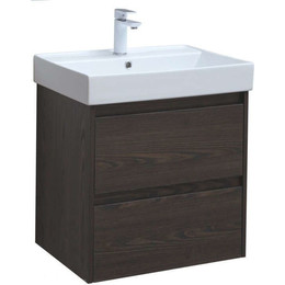 Тумба подвесная с раковиной Aquanet Nova Lite 60 см 287894 (2 ящика) дуб чёрный, Цвет фасада: дуб черный - фото 