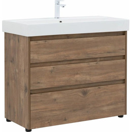 Тумба напольная с раковиной Aquanet Nova Lite 100 см 302480 (3 ящика) дуб рустикальный, Цвет фасада: тёмное дерево - фото 