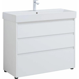 Тумба напольная с раковиной Aquanet Nova Lite 100 см 302478 (3 ящика) белый, Цвет фасада: белый - фото 