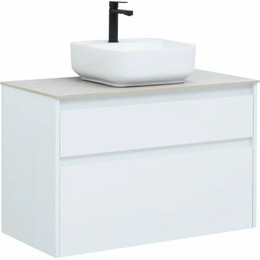Тумба подвесная со столешницей Aquanet Nova Lite 90 см 242268 (2 ящика) белый, Цвет фасада: белый - фото 