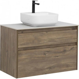 Тумба подвесная со столешницей Aquanet Nova Lite 90 см 249518 (2 ящика) дуб рустикальный, Цвет фасада: тёмное дерево - фото 