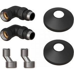 Комплект углов Point для полотенцесушителя круглый 3/4х1/2 PN93412B, чёрный - фото 