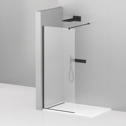 Душевая перегородка Cezares 80 см LIBERTA-L-1-80-120-C-NERO (подрезаемый кронштейн, стекло 8 мм) черный/прозрачное - фото 