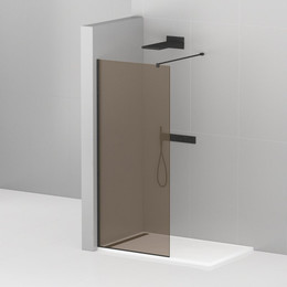 Душевая перегородка Cezares 110 см LIBERTA-L-1-110-120-BR-NERO (подрезаемый кронштейн, стекло 8 мм) черный/бронза - фото 