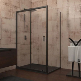 Душевое ограждение Veconi Rovigo 100x110 см RV046B-100110-01-C5, чёрный/прозрачное - фото 