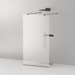 Душевая перегородка Cezares 90 см LIBERTA-L-2-90-120-C-NERO (подрезаемые кронштейны, стекло 8 мм) черный/прозрачное - фото 