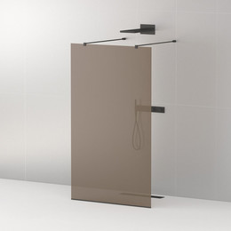 Душевая перегородка Cezares 120 см LIBERTA-L-2-120-120-BR-NERO (подрезаемые кронштейны, стекло 8 мм) черный/бронза - фото 