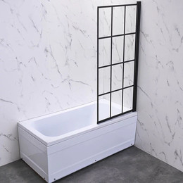 Шторка для ванны Veconi Palau 90 см PL77R-90-01-C6 R, чёрный/прозрачное - фото 