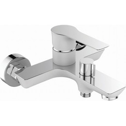 Смеситель для ванны Mixxus Premium Eva MP0195 с душевым гарнитуром, белый/хром - фото 