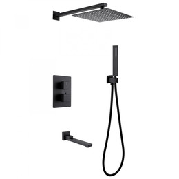 Душевая система для ванны с термостатом Abber Daheim AF8250B, черный матовый - фото 