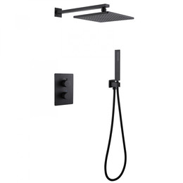 Душевая система для душа с термостатом Abber Weiss Insel AF8051B, черный матовый - фото 