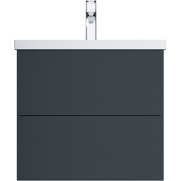 Тумба подвесная с раковиной Am.Pm Gem 60 см M90FHX06022GM, графит матовый, Цвет фасада: чёрный - фото 