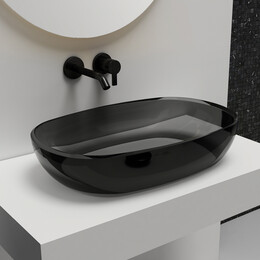 Раковина-чаша прозрачная Abber Kristall 60 см AT2805Onyx, черный - фото 