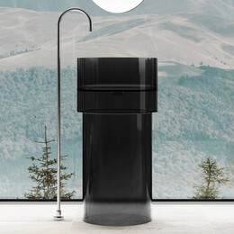 Раковина напольная прозрачная Abber Kristall 45 см AT2701Onyx, черный - фото 