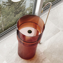 Раковина напольная прозрачная Abber Kristall 45 см AT2701Opal, красный - фото 