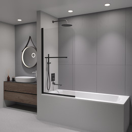 Шторка для ванны RGW SC-114B 80 см 411111408-14, чёрный/прозрачное - фото 