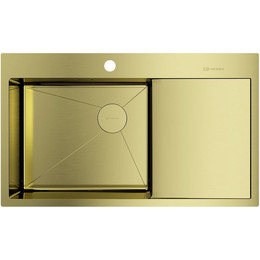 Кухонная мойка Omoikiri Akisame 86 Side LG-L (4997045) 1,2 мм, светлое золото, Цвет производителя: светлое золото - фото 