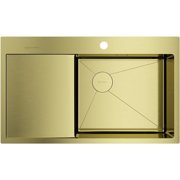Кухонная мойка Omoikiri Akisame 86 Side LG-R (4997046) 1,2 мм, светлое золото, Цвет производителя: светлое золото - фото 