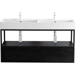 Тумба подвесная с раковиной Cezares CADRO-120-1C-SO-NR-BLUM 120 см, Nero - фото 