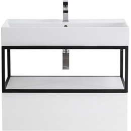 Тумба подвесная с раковиной Cezares CADRO-80-1C-SO-BG-BLUM 80 см, Bianco Ghiaccio/Nero - фото 