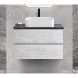 Тумба подвесная со столешницей Cezares MOLVENO 46-100-2C-SO-LB 100 см, Legno Bianco/Marmo Nero Opaco - фото 
