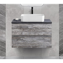 Тумба подвесная со столешницей Cezares MOLVENO 46-100-2C-SO-LG 100 см, Legno Grigio/Marmo Nero Opaco - фото 
